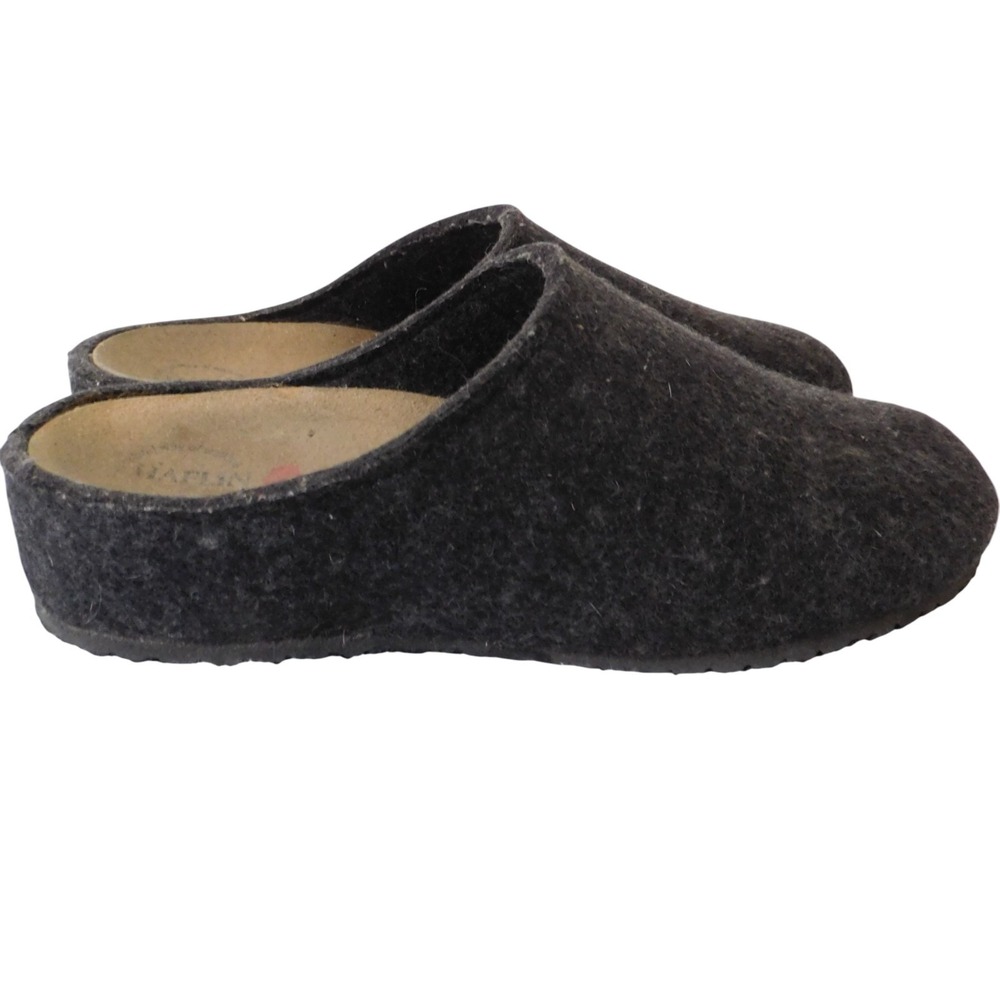 Haflinger Charcoal Felt Slip-On Clog Mules